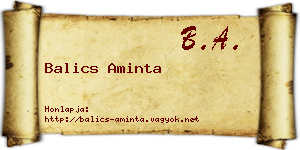 Balics Aminta névjegykártya